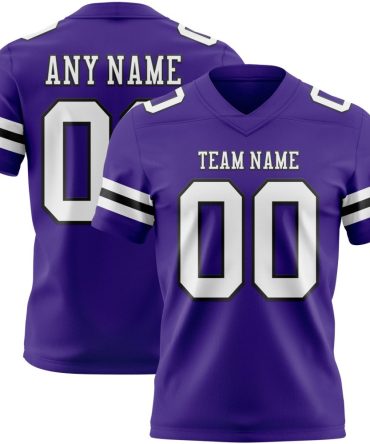 Custom Purple White-Black Authentic Football Jersey, Gift For Football Fans