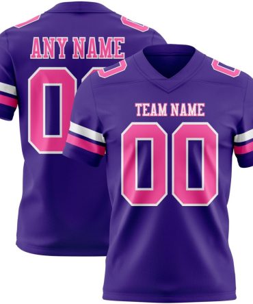 Custom Purple Pink-White Authentic Football Jersey, Gift For Football Fans