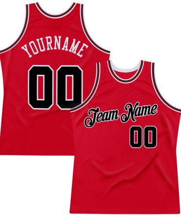 Custom Red Black-Red Throwback Basketball Jersey, Gift For Basketball Fans