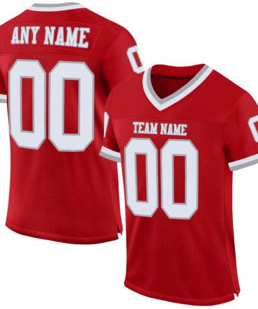Custom Red White-Gray Throwback Football Jersey, Gift For Football Fans