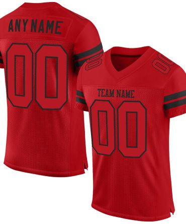 Custom Red Red-Black Football Jersey, Gift For Football Fans