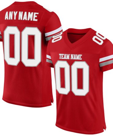 Custom Red White-Gray Football Jersey, Gift For Football Fans