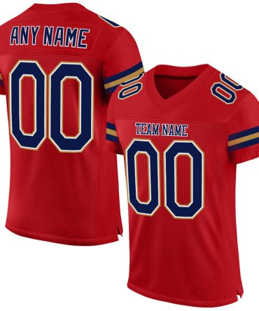 Custom Red Navy-Old Gold Football Jersey, Gift For Football Fans