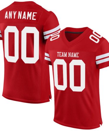 Custom Red White Football Jersey, Gift For Football Fans