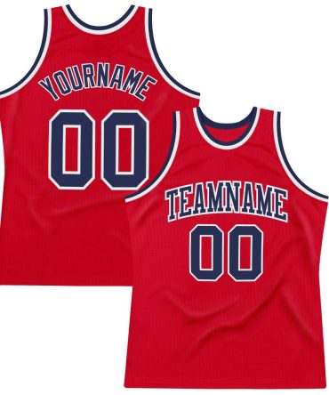 Custom Red Navy-White Throwback Basketball Jersey, Gift For Basketball Fans