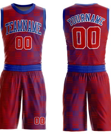 Custom Red Red-Royal Round Neck Basketball Uniform Jersey, Gift For Basketball Fans