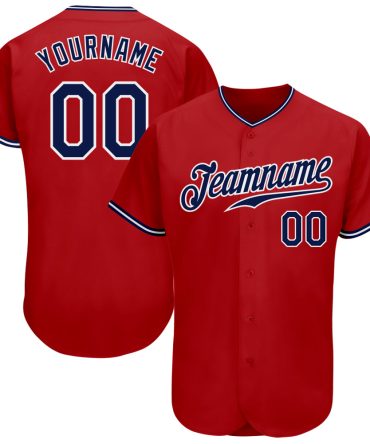 Custom Red White-Navy Baseball Jersey, Gift For Baseball Fans