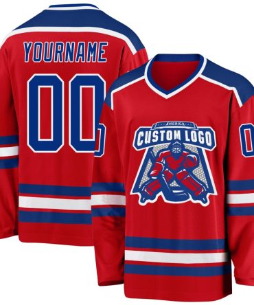 Custom Red Royal-White Hockey Jersey, Gift For Hockey Fans