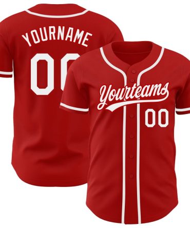 Custom Red White Baseball Jersey, Gift For Baseball Fans