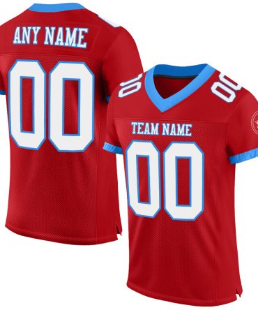 Custom Red White-Powder Blue Football Jersey, Gift For Football Fans