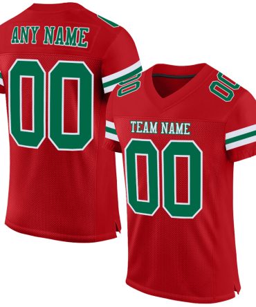 Custom Red Kelly Green-White Football Jersey, Gift For Football Fans