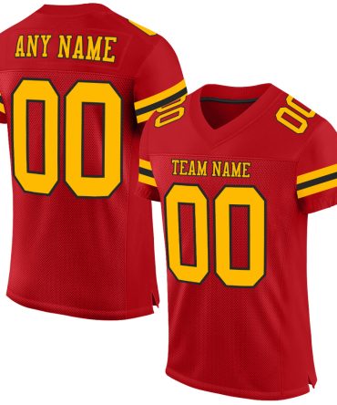 Custom Red Gold-Black Football Jersey, Gift For Football Fans