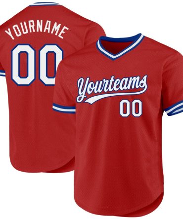 Custom Red White-Black Throwback Baseball Jersey, Gift For Baseball Fans