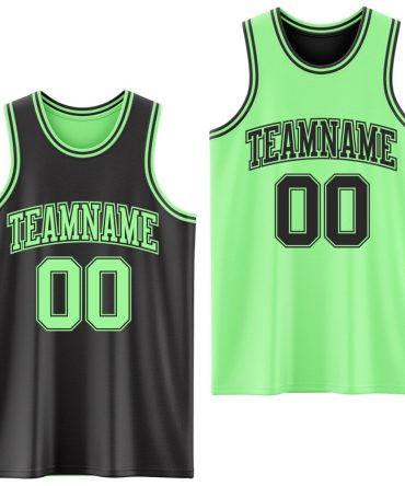 Custom Reversible Black Pea Green Double Side Basketball Jersey, Gift For Basketball Fans