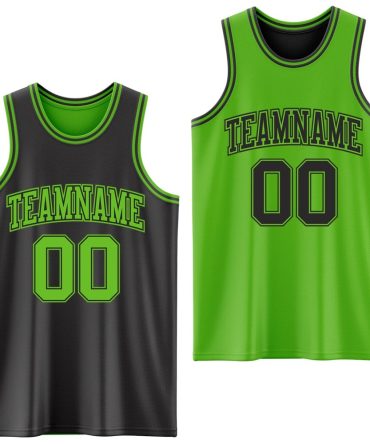 Custom Reversible Black Aurora Green Double Side Basketball Jersey, Gift For Basketball Fans