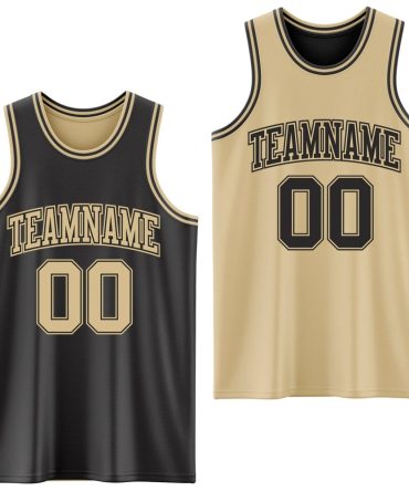 Custom Reversible Black Vegas Gold Double Side Basketball Jersey, Gift For Basketball Fans