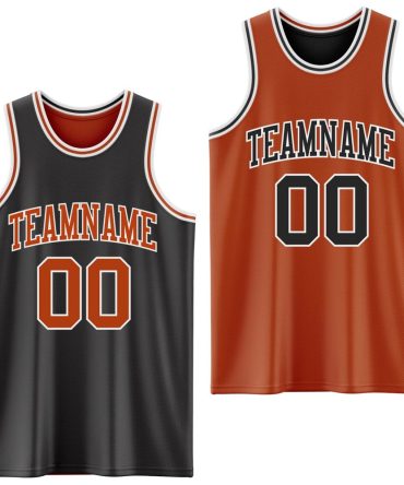 Custom Reversible Black Texas Orange-White Double Side Basketball Jersey, Gift For Basketball Fans