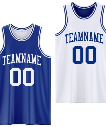 Custom Royal White Reversible Double Side Basketball Jersey, Gift For Basketball Fans