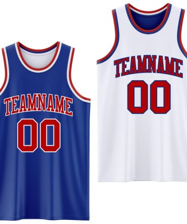 Custom Royal Red-White Reversible Double Side Basketball Jersey, Gift For Basketball Fans