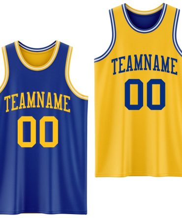 Custom Royal Gold-White Reversible Double Side Basketball Jersey, Gift For Basketball Fans