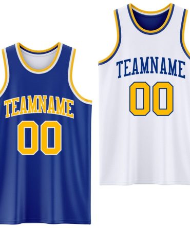 Custom Royal Gold-White Reversible Double Side Basketball Jersey, Gift For Basketball Fans