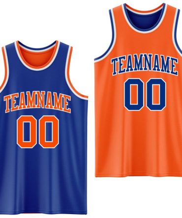 Custom Royal Orange-White Reversible Double Side Basketball Jersey, Gift For Basketball Fans