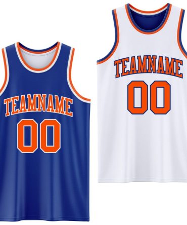 Custom Royal Orange-White Reversible Double Side Basketball Jersey, Gift For Basketball Fans