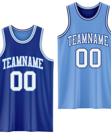 Custom Royal White-Light Blue Reversible Double Side Basketball Jersey, Gift For Basketball Fans
