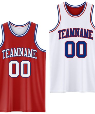 Custom Red White-Royal Reversible Double Side Basketball Jersey, Gift For Basketball Fans