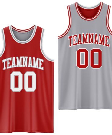 Custom Red White-Gray Reversible Double Side Basketball Jersey, Gift For Basketball Fans