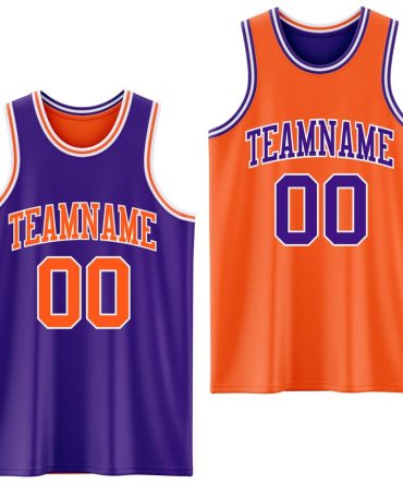Custom Purple Orange-White Reversible Double Side Basketball Jersey, Gift For Basketball Fans