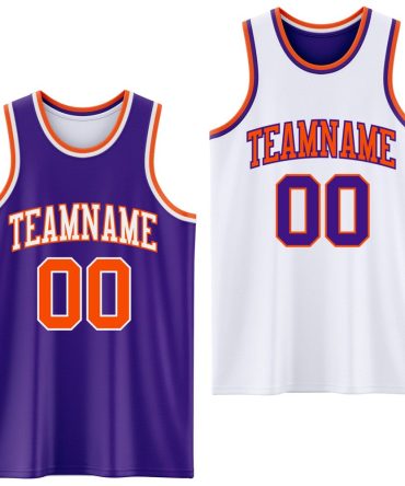 Custom Purple Orange-White Reversible Double Side Basketball Jersey, Gift For Basketball Fans