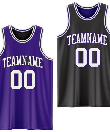 Custom Purple White-Black Reversible Double Side Basketball Jersey, Gift For Basketball Fans