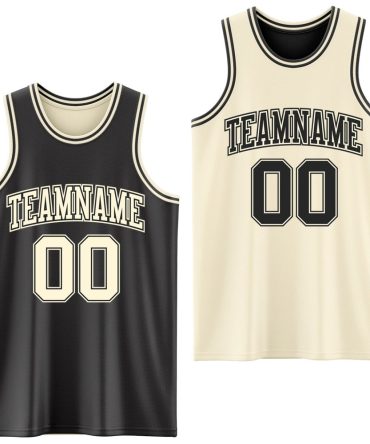 Custom Reversible Black Cream Double Side Basketball Jersey, Gift For Basketball Fans