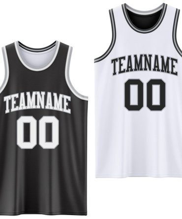 Custom Reversible Black White-Gray Double Side Basketball Jersey, Gift For Basketball Fans