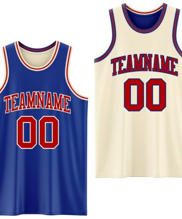 Custom Reversible Royal Red-Cream Double Side Basketball Jersey, Gift For Basketball Fans
