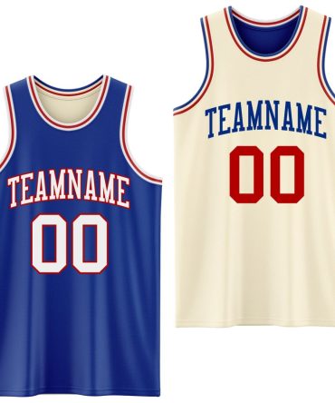 Custom Reversible Royal White-Red Double Side Basketball Jersey, Gift For Basketball Fans