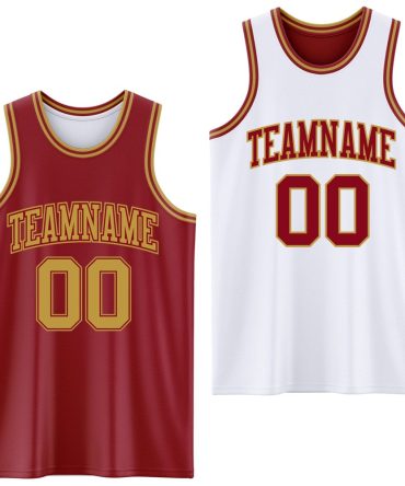 Custom Reversible Maroon Old Gold Double Side Basketball Jersey, Gift For Basketball Fans
