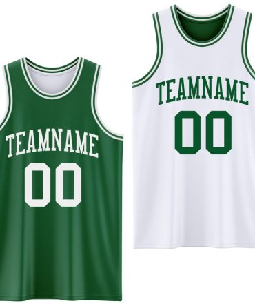 Custom Reversible Kelly Green White Double Side Basketball Jersey, Gift For Basketball Fans
