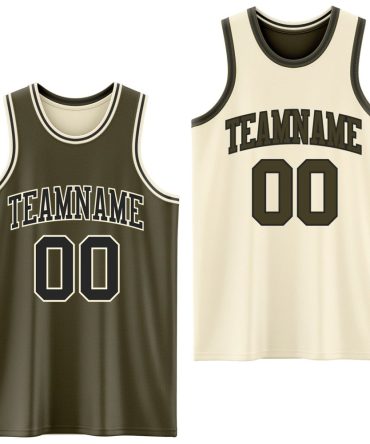Custom Reversible Olive Black-Cream Double Side Salute To Service Basketball Jersey, Gift For Basketball Fans