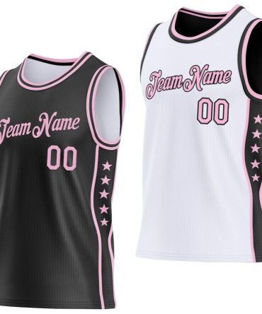 Custom Reversible Black Light Pink Double Side Star Basketball Jersey, Gift For Basketball Fans