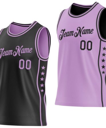 Custom Reversible Black Light Purple Double Side Star Basketball Jersey, Gift For Basketball Fans