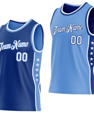Custom Reversible Royal White-Lakes Blue Double Side Star Basketball Jersey, Gift For Basketball Fans