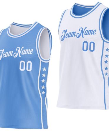 Custom Reversible Lakes Blue White Double Side Star Basketball Jersey, Gift For Basketball Fans