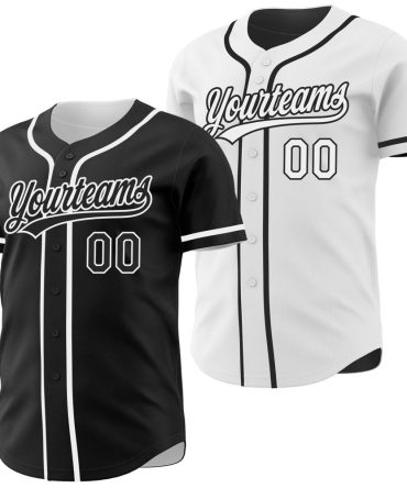 Custom Black-White Reversible Button-Down Baseball Jersey, Gift For Baseball Fans