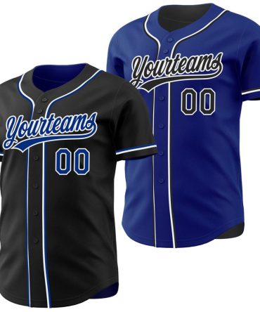 Custom Black Royal-White Reversible Button-Down Baseball Jersey, Gift For Baseball Fans