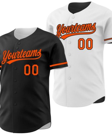 Custom Black-Orange Reversible Button-Down Baseball Jersey, Gift For Baseball Fans