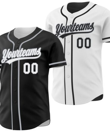 Custom Black White-Gray Reversible Button-Down Baseball Jersey, Gift For Baseball Fans