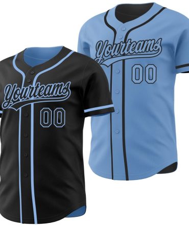 Custom Black-Light Blue Reversible Button-Down Baseball Jersey, Gift For Baseball Fans