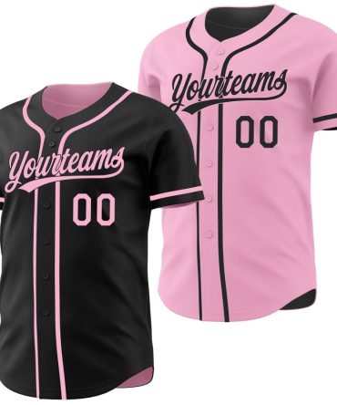 Custom Black-Light Pink Reversible Button-Down Baseball Jersey, Gift For Baseball Fans